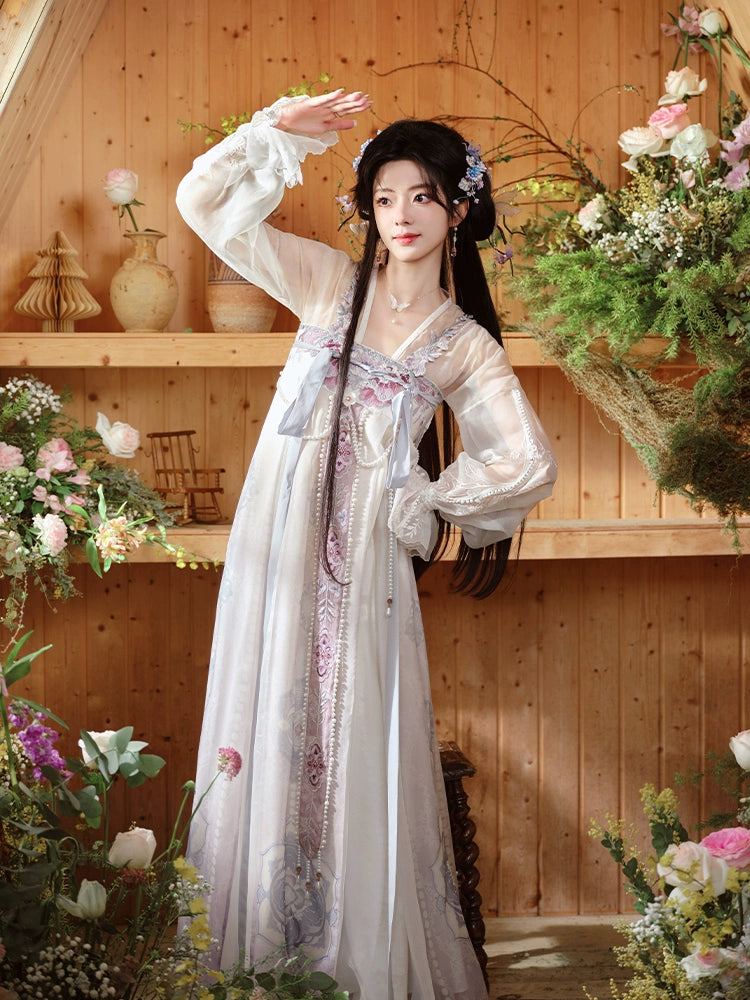 More than thirteen [Moon Hidden Flower Dynasty] Cloak Cardigan Chest-length Broken Skirt Hanfu Women ming HanFuDreams