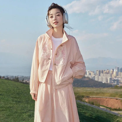 [Xingshou] embroidered hooded sunscreen clothes skirt set modern HanFuDreams two-piece set S