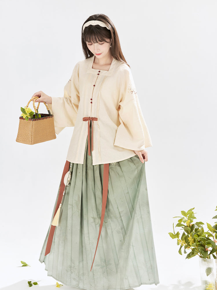 Square neck shirt pleated skirt Hanfu Mid-Autumn Festival limited edition rabbit ming HanFuDreams