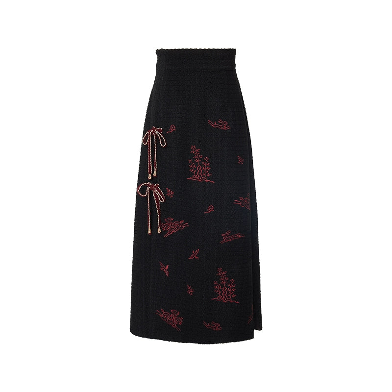 More than thirteen [Ode to Pepper Blossoms] red woolen jacket embroidered skirt modern HanFuDreams Skirt S