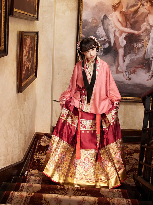 More than thirteen [shining gold] woven gold horse dress toast engagement clothes ming HanFuDreams