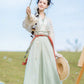 Song style straight-collar shirt with straps, Hanfu dress.