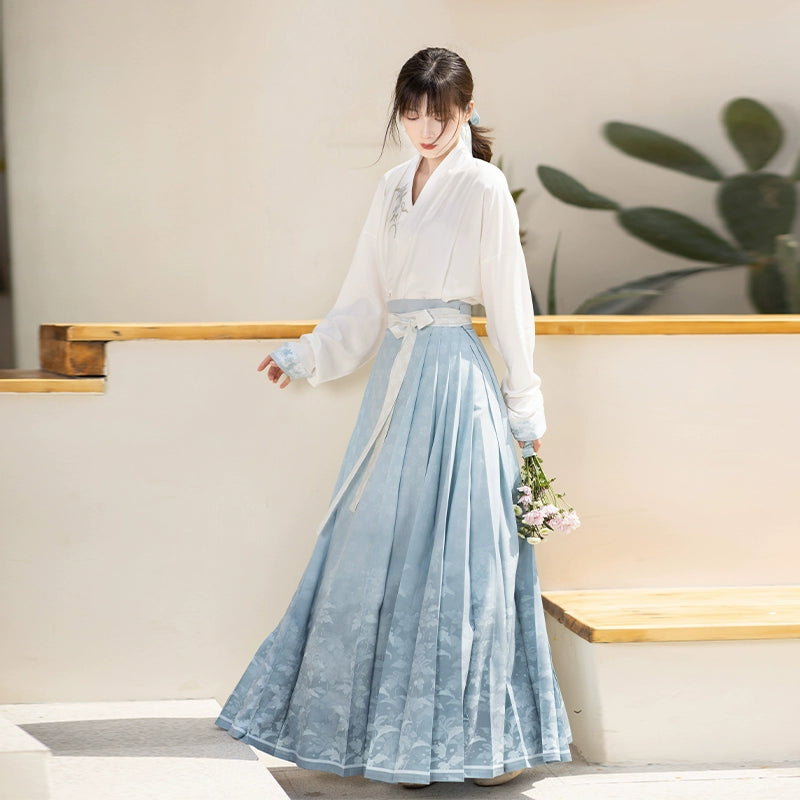Cotton Plane Sleeve Short Shirt Horse Face Skirt Hanfu