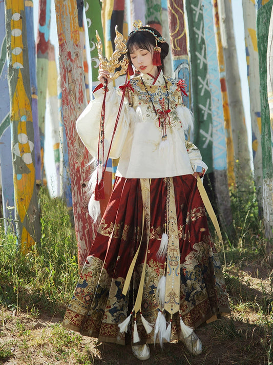 More than thirteen [Jiuyao golden branches] red horse dress Ming Hanfu women's autumn and winter ming HanFuDreams