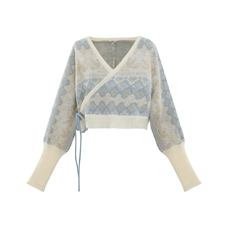 More than thirteen [autumn river snow] 2025 autumn new pullover jacquard sweater denim skirt modern HanFuDreams Sweater, pullover. S