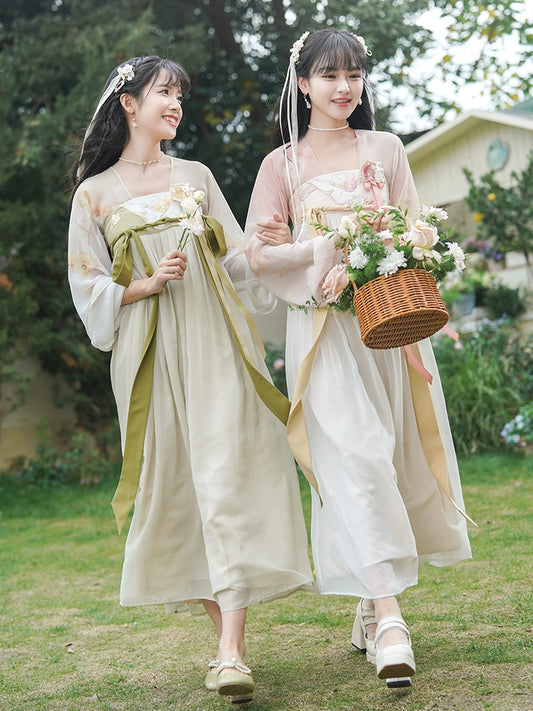 More than thirteen [Peach Leaf Sheng] Spring Han chest-length embroidered dress han HanFuDreams