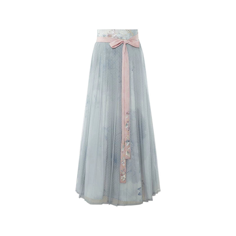 [xiaoshanyu] Hanfu Skirt Set in Polyester Cotton Blend song HanFuDreams Elastic pleated skirt S