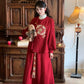 More than thirteen [Ta Meng] red embroidered crew neck top and lower skirt modern HanFuDreams