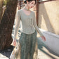 More than thirteen [Linchun poems] knitted cardigan wide-leg pants set spring HanFuDreams