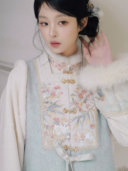 July Eve [Shakuyu Brush Dream] Changbijia stand-up collar knitted dress modern HanFuDreams