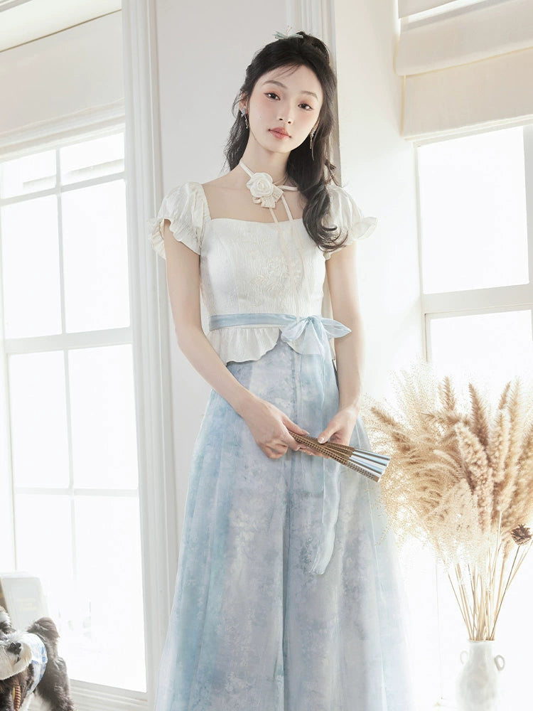 More than thirteen [青云端] new Chinese top wide-leg pants set modern HanFuDreams