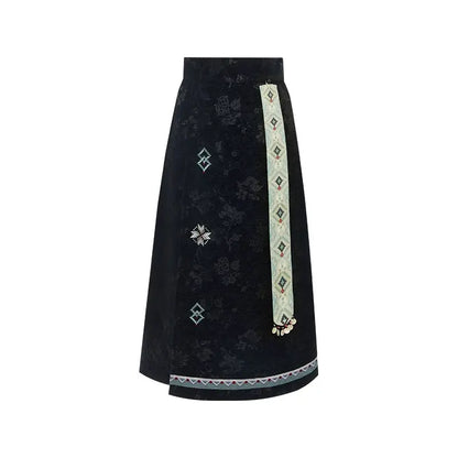 Hanfu Bijia Stand-Up Collar Top & Skirt Set modern HanFuDreams Lower skirt (including accessories) S