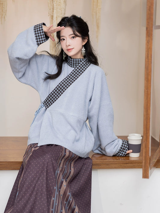 Chi Xia [Cold Smoke] curved collar short jacket six broken skirt Jin jin HanFuDreams