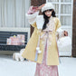 More than thirteen [pastel peony] square collar long jacket coat imitation rabbit fur Ming