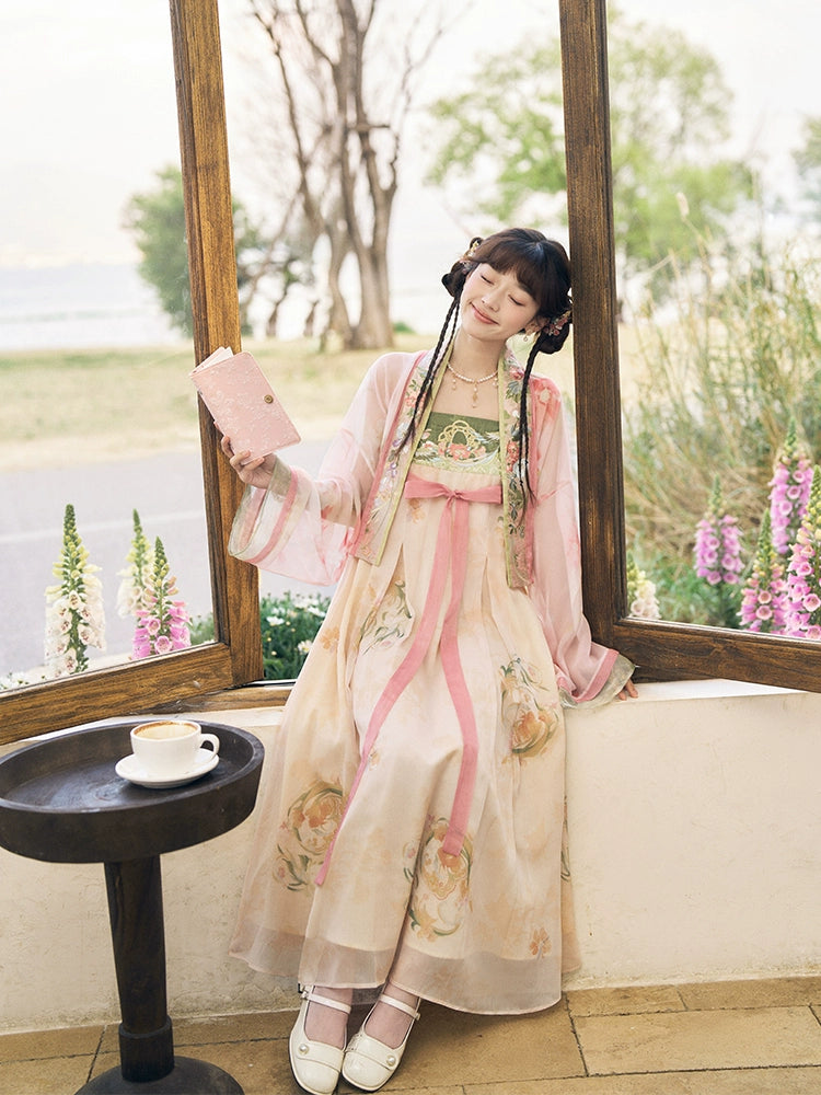 More than Thirteen “Hualinxia” Embroidered Hanfu Set (Cardigan & Suspender Skirt) han HanFuDreams