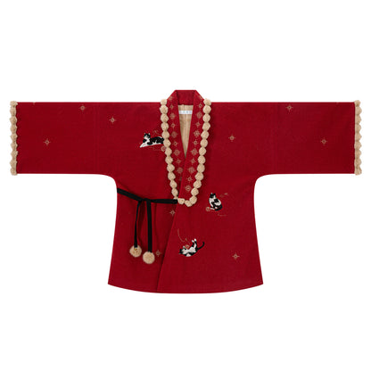 Chi Xia [Lucky Enter Meow] Fleece Short Jacket Horse Face Skirt Ming HanFuDreams Yes, I wear a fleece jacket. S