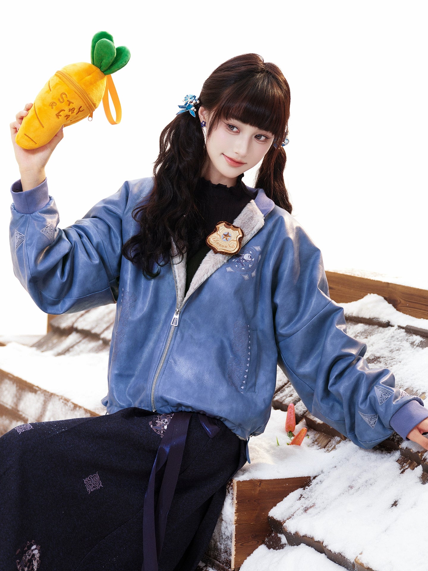 More than thirteen [Huaixing Night by Night] imitation leather jacket daily lower skirt