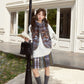 More than thirteen [moss spirit] vest embroidered sweater short skirt Mori plush set modern HanFuDreams three-piece set S