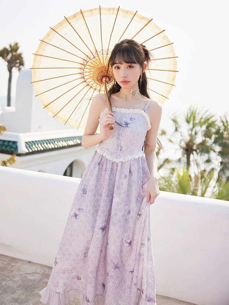 More than thirteen [行野] floral suspender dress set han HanFuDreams