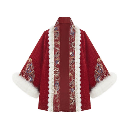 More than thirteen [Chi Yan] embroidered straight neck placket jacket imitation flocked shirt