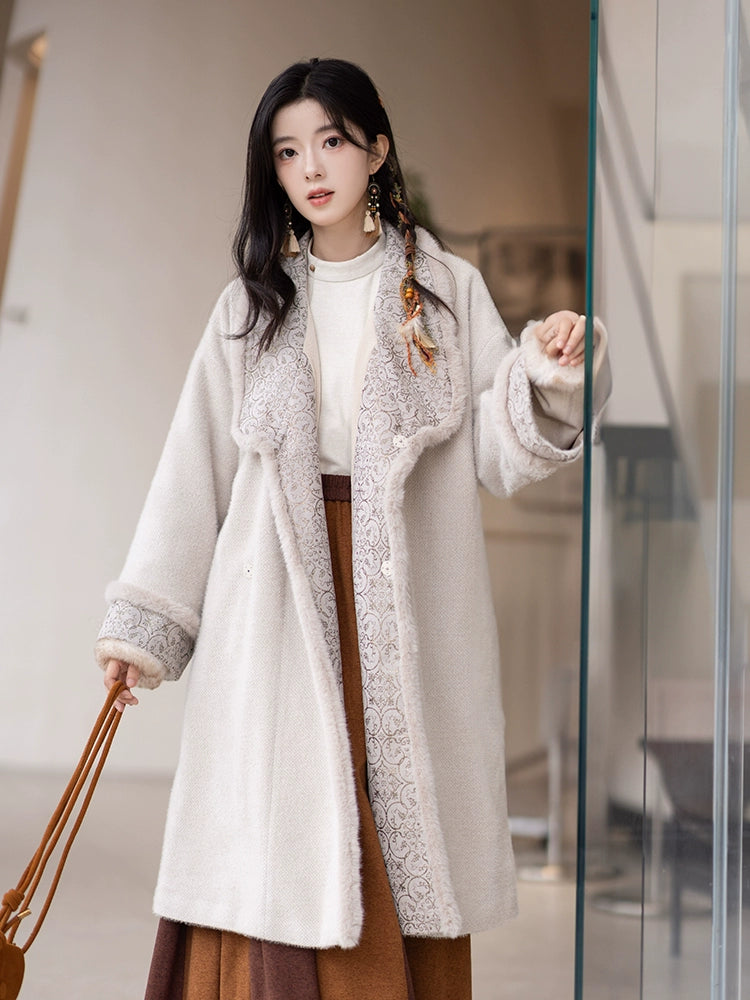 Chi Xia [Weaving Hua] Fleece Chenier Tang Coat Multi-colored Tang System