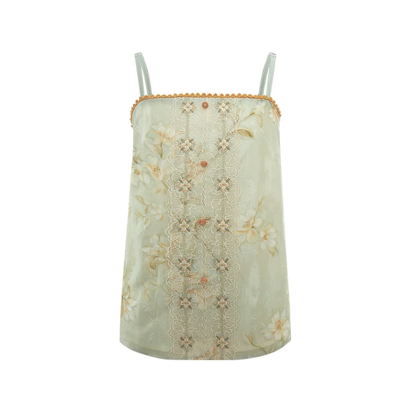 Inkless Art - Ming Tencel Bijia & Elastic Mamian Skirt Set modern HanFuDreams Embroidered Camisole XS