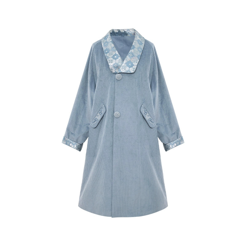 More than thirteen [Boxin Moon] 2025 autumn new corduroy coat national style trench coat modern HanFuDreams jacket S