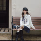 More than thirteen [blue and white] embroidered crew neck sweater spliced denim skirt