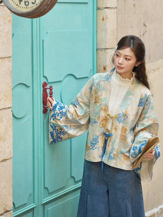 More than thirteen [banana leaf poems] wearing velvet pleated clothes and national style coats modern HanFuDreams