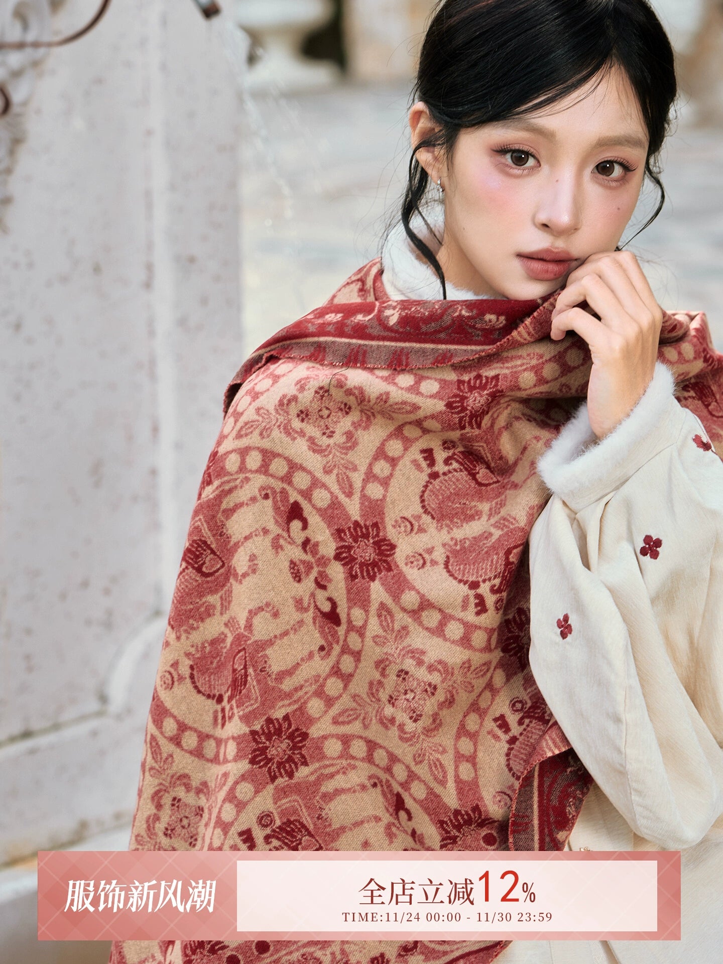 July Eve [Perfect match] National style knitted scarf skin-friendly accessories HanFuDreams