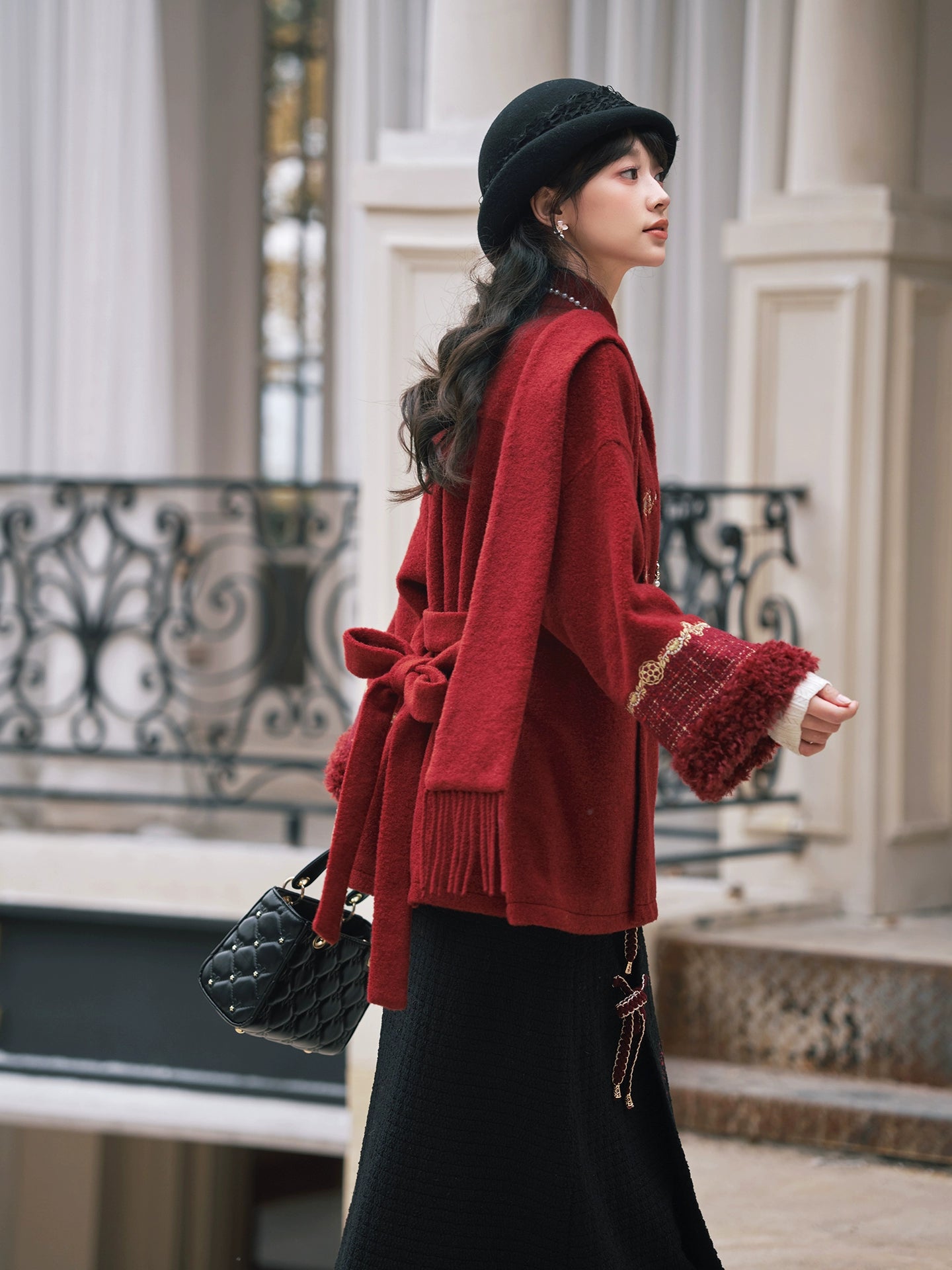 More than thirteen [Ode to Pepper Blossoms] red woolen jacket embroidered skirt modern HanFuDreams