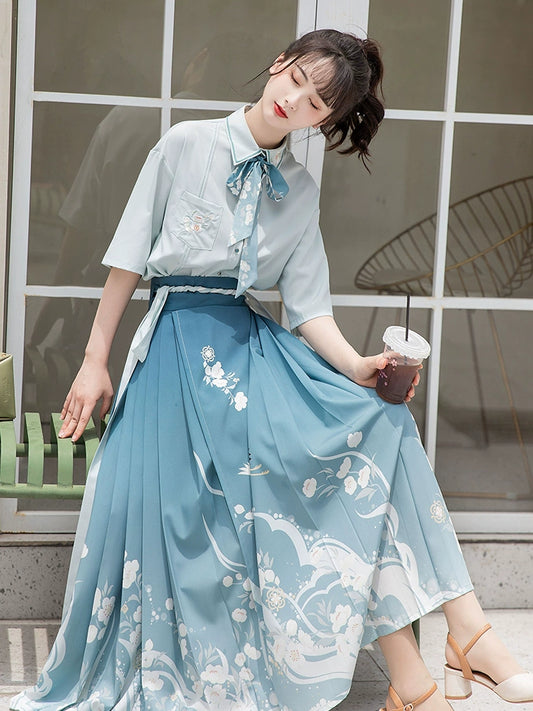 Short shirt gradual change eight points horse skirt hanfu han