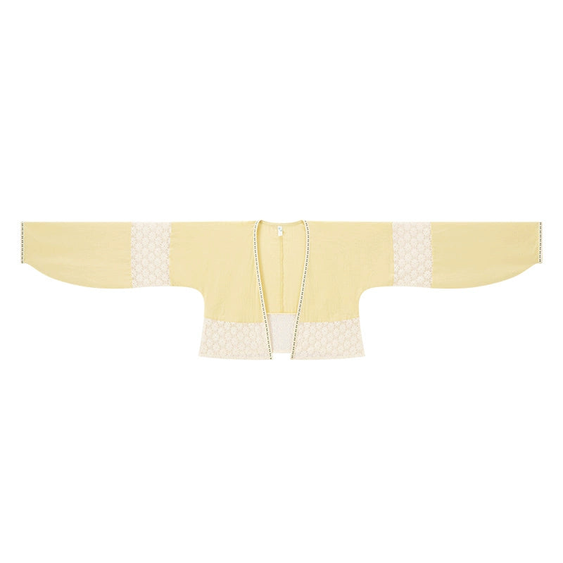 Ming straight waist pants short shirt Hanfu women ming HanFuDreams Pair-length long-sleeved short shirt S