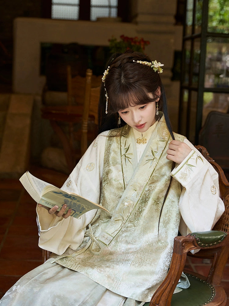 More than thirteen [green mangosteen] embroidered bijia three-pleated skirt Hanfu women han HanFuDreams