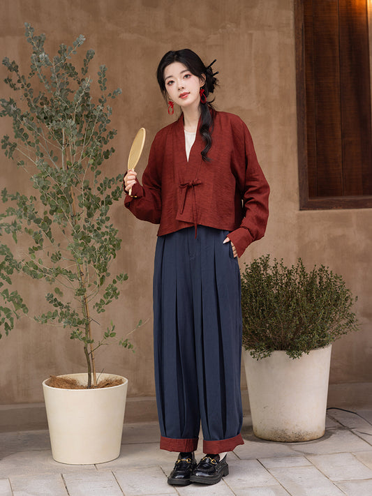 Han Element Man Cotton Cardigan Shorts Improved Bloomers Hanfu