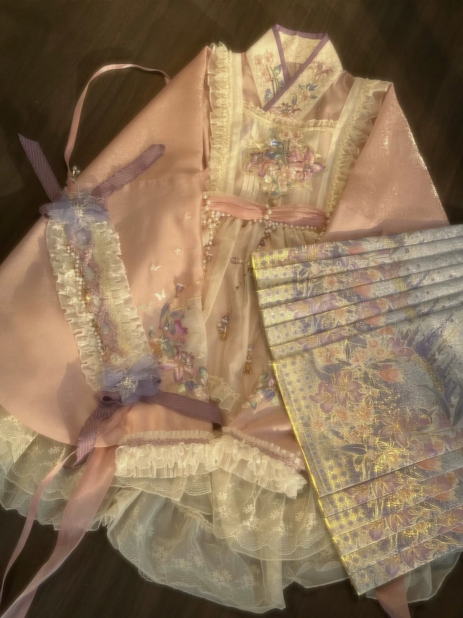 Flower Fairy Story [Frosting Garden] Beige Mesh Skirt Han-Yang Eclectic han HanFuDreams