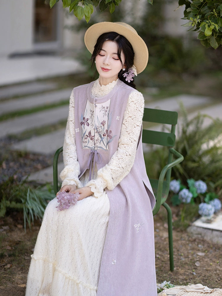 Chi Xia [purple iris] is longer than a knitted shirt lace skirt ming HanFuDreams