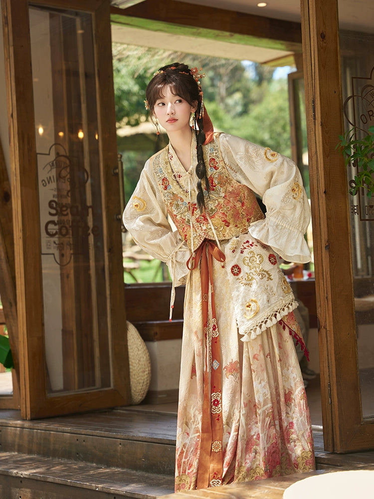 More than thirteen [Manye Zhiqiu] vest three-dimensional embroidery shirt pleated skirt modern HanFuDreams