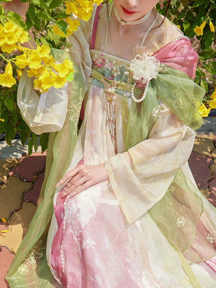 More than thirteen [Peiyu Spring Breeze] pink and green silk Hanfu accessories accessories HanFuDreams