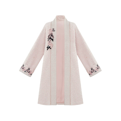 More than thirteen [floral line] pink thickened coat velvet suspender skirt modern HanFuDreams Coat (with brooch) S