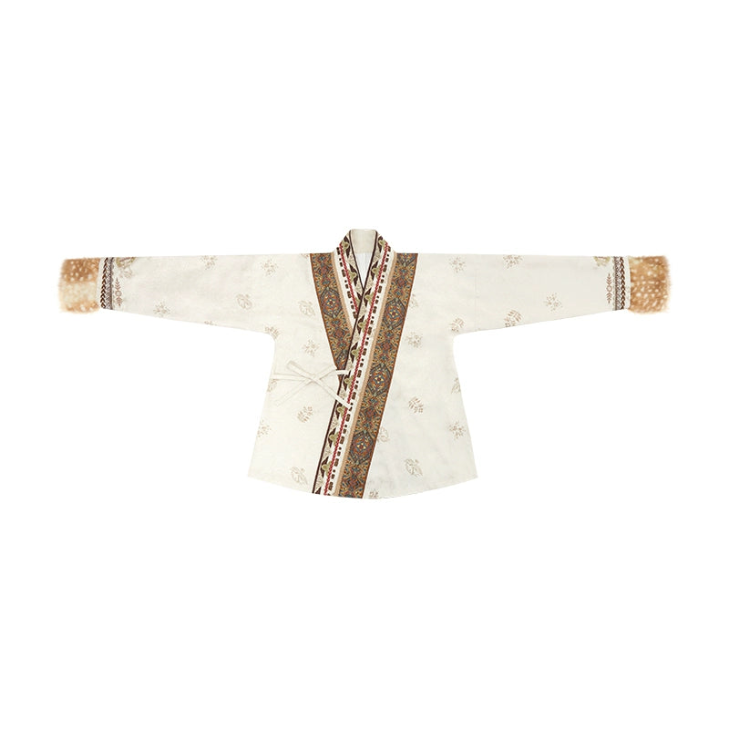 More than thirteen [Lu Ming] embroidered crossneck shirt jacquard broken skirt ethnic style modern HanFuDreams Cross neck shirt S