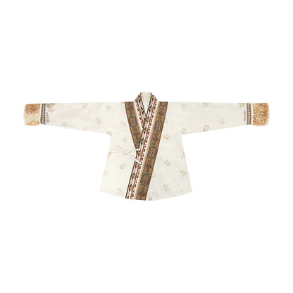 More than thirteen [Lu Ming] embroidered crossneck shirt jacquard broken skirt ethnic style modern HanFuDreams Cross neck shirt S