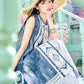 Bishanghua Denim Hanfu Set—Long Bijia Vest & Printed Chiffon Skirt modern Shisanyu
