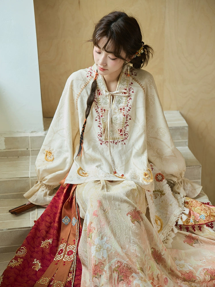 More than thirteen [Manye Zhiqiu] vest three-dimensional embroidery shirt pleated skirt modern HanFuDreams