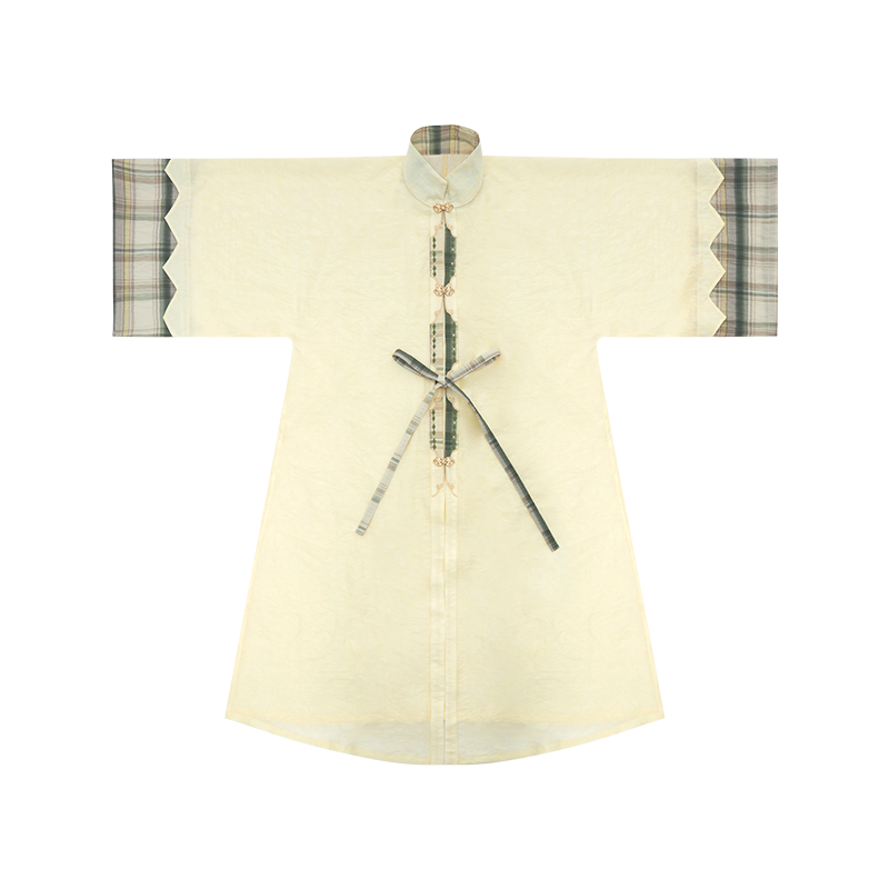 More than Thirteen [清平曲] Spring and Summer Tencel Longshirt Suspender Song Hanfu song HanFuDreams Stand-up collar placket half-sleeved gown S
