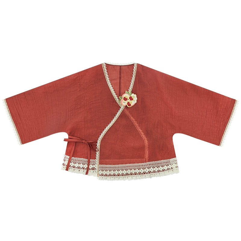 More than Thirteen [Party Magic] Spring Jacket Pants National Style Set modern HanFuDreams Jacket (with brooch) (red) S