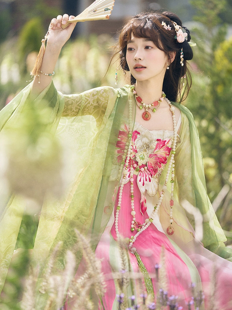 More than thirteen [peach blossom long tassel] large-sleeved shirt suspender skirt Tang Hanfu tang HanFuDreams