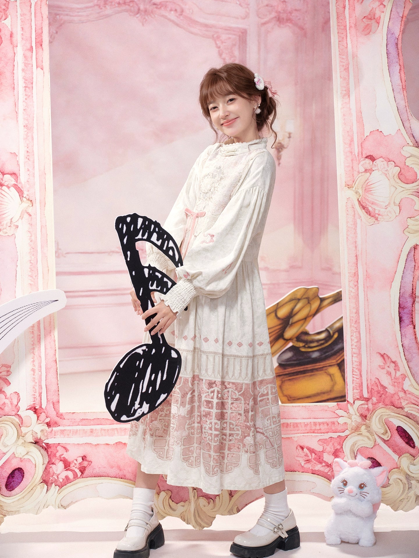 More than thirteen [cat afternoon tea] embroidered placket jacket dress modern HanFuDreams