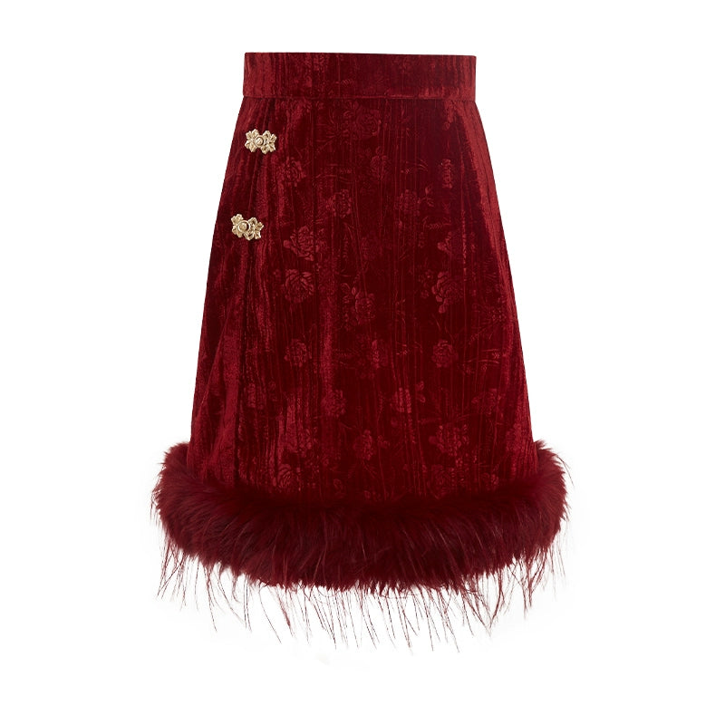 More than thirteen [cut spring breeze] New Year's greetings jacket velvet skirt suit modern HanFuDreams short skirt S