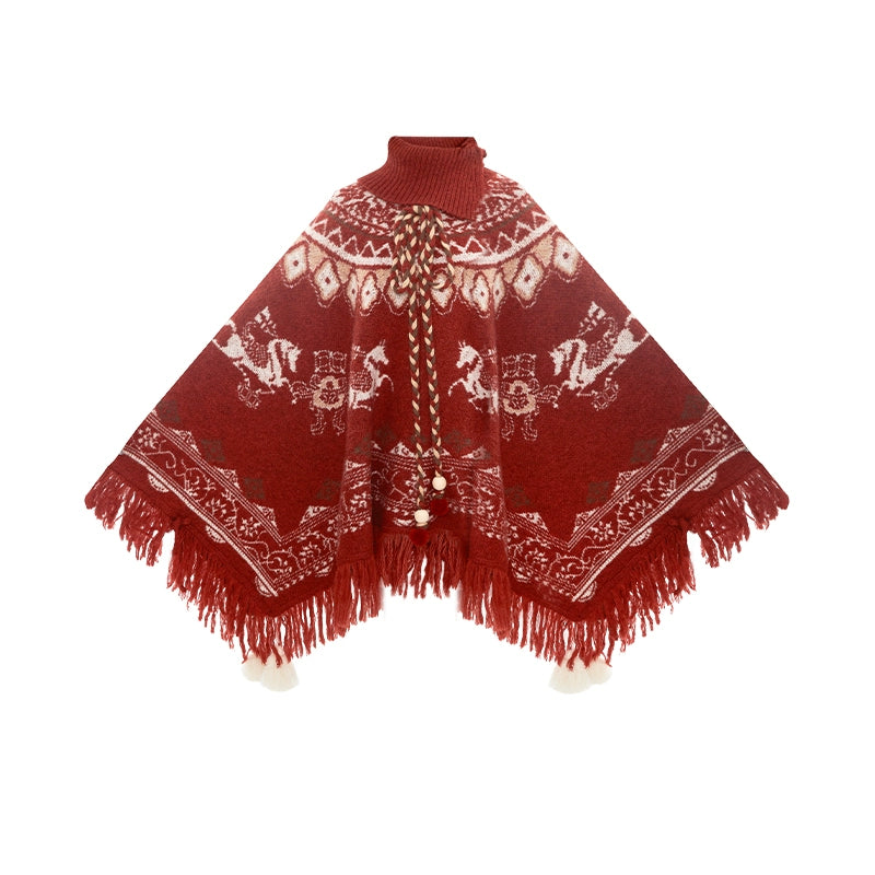 More than thirteen [Tianma Song] knitted cape red coat for the Year of the Horse